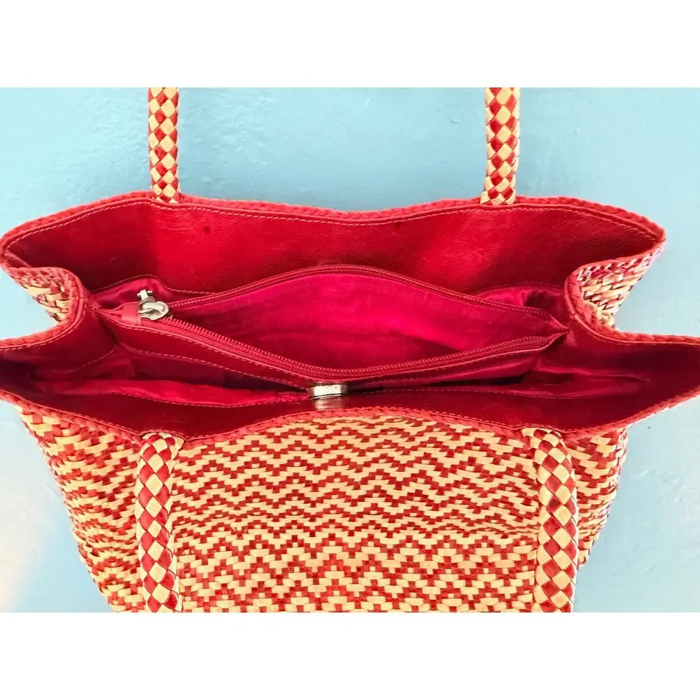 Vintage Romani Fratelli Woven Shoulder Bag Made Italy Boho Chevron Tote Purse